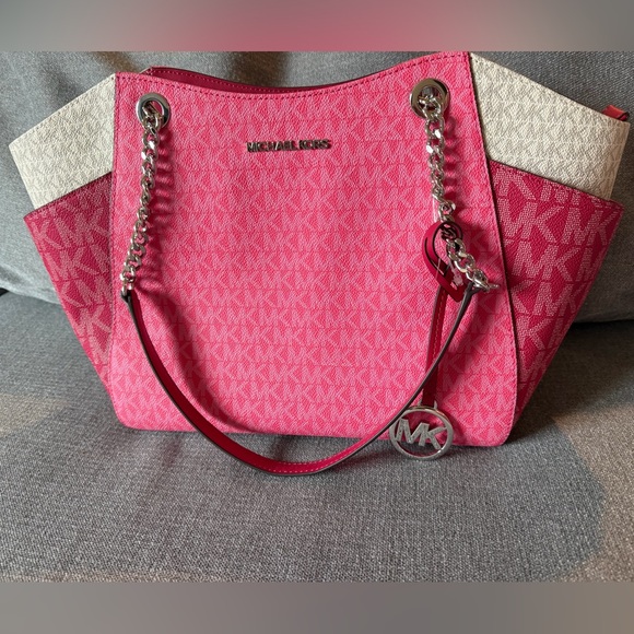 Michael Kors Handbags - Michael Kors Vibrant Pink and Cream Shoulder Bag